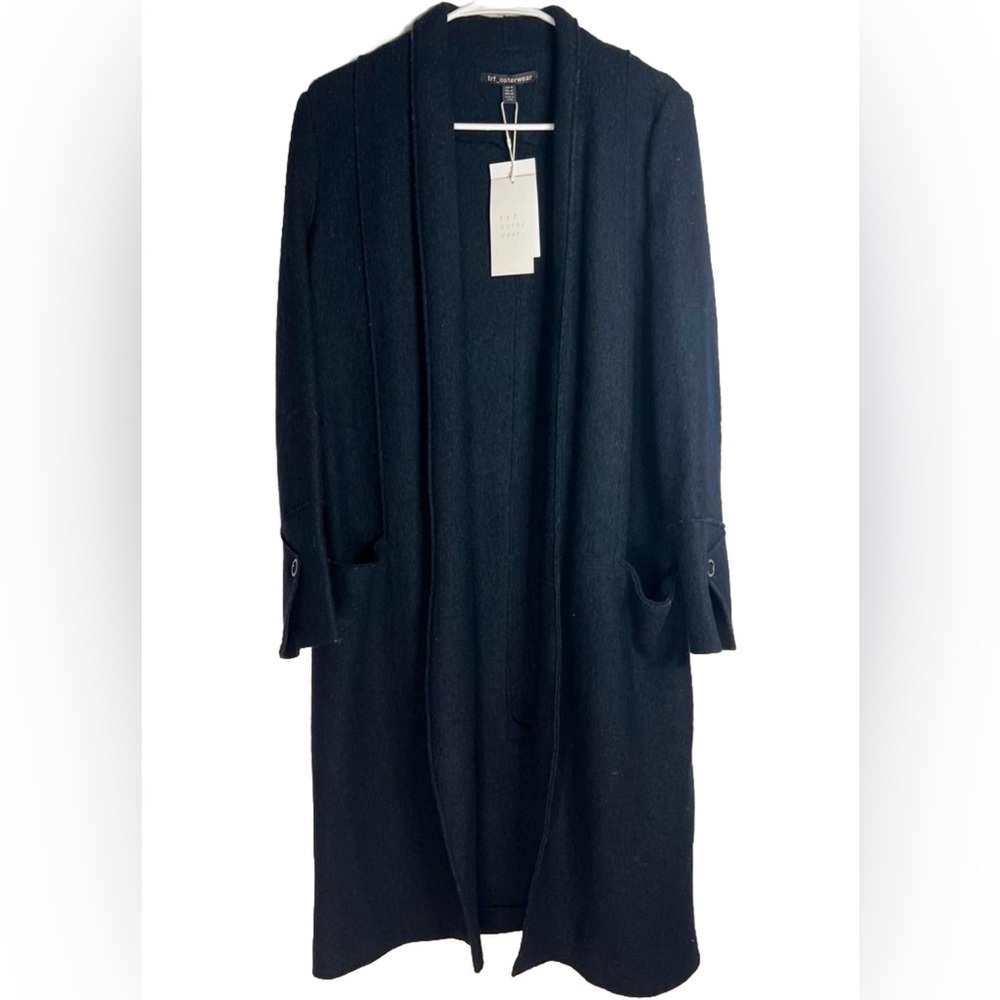 NWT ZARA‎ WOOL Blend TRAFALUC trf_outerwear 1255/017/800 Long Open Coat Size M